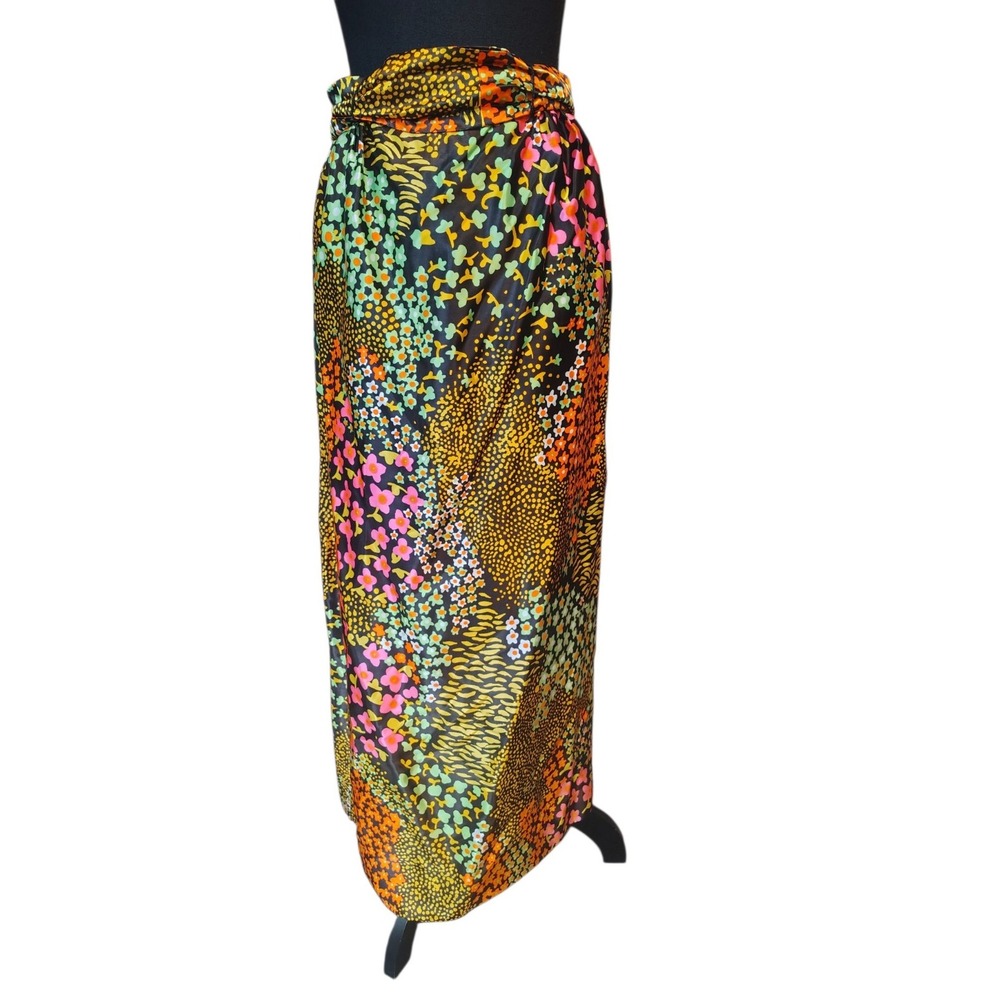 Vtg 60s 70s Handmade Flower Power Maxi Skirt Swartz Libman Textiles Small